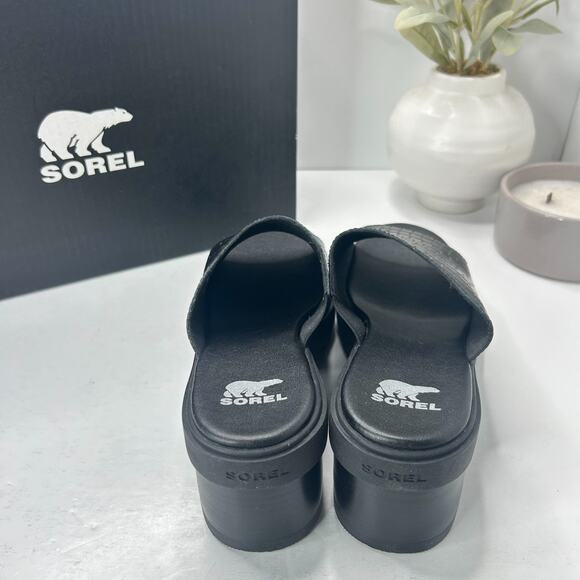 Sorel Joanie Heel Slide Leather Sandals Black NL5085-010 Women's 10 NWB - Picture 4 of 9
